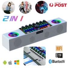2IN1 Bluetooth Speaker Portable Wirless Audio Live Sound Card  Karaoke Party AU