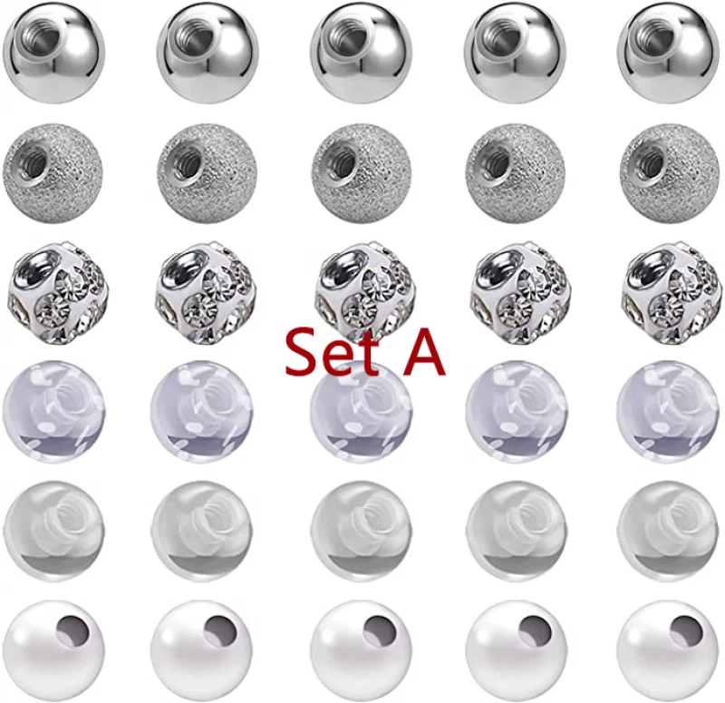 24-60 Pcs 16G Replacement Balls Part Nipple Eyebrow Ear Helix Cartilage Piercing - Image 3 of 4