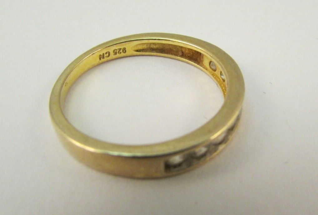 FZN CN Yellow Gold Over 925 Sterling Silver Band CZ Ring Size 9 eBay