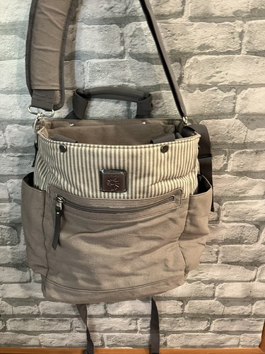 Gray striped Ergo Baby Diaper Bag Backpack infant bottle storage - Picture 16 of 22