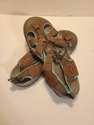 KEEN VENICE H2 SANDALS US BROWN TEAL WATERPROOF BUNGEE VEGAN HIKING CAP  TOE