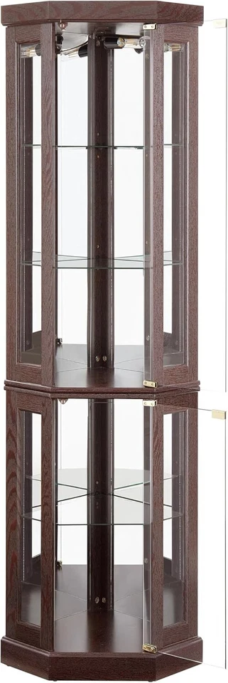 Vitrina de Vidrio 69"H, Gabinete de Esquina Iluminado Juguete Rase con Estantes Ajustables Foto 2 de 4