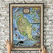 Poster stampa artistica mappa San Juan Island Puget Sound Washington decorazione casa parete regalo - Foto 1 di 10
