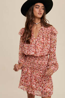 Listicle Valerie Ruffle Floral Print Smocked Dress - FINAL SALE