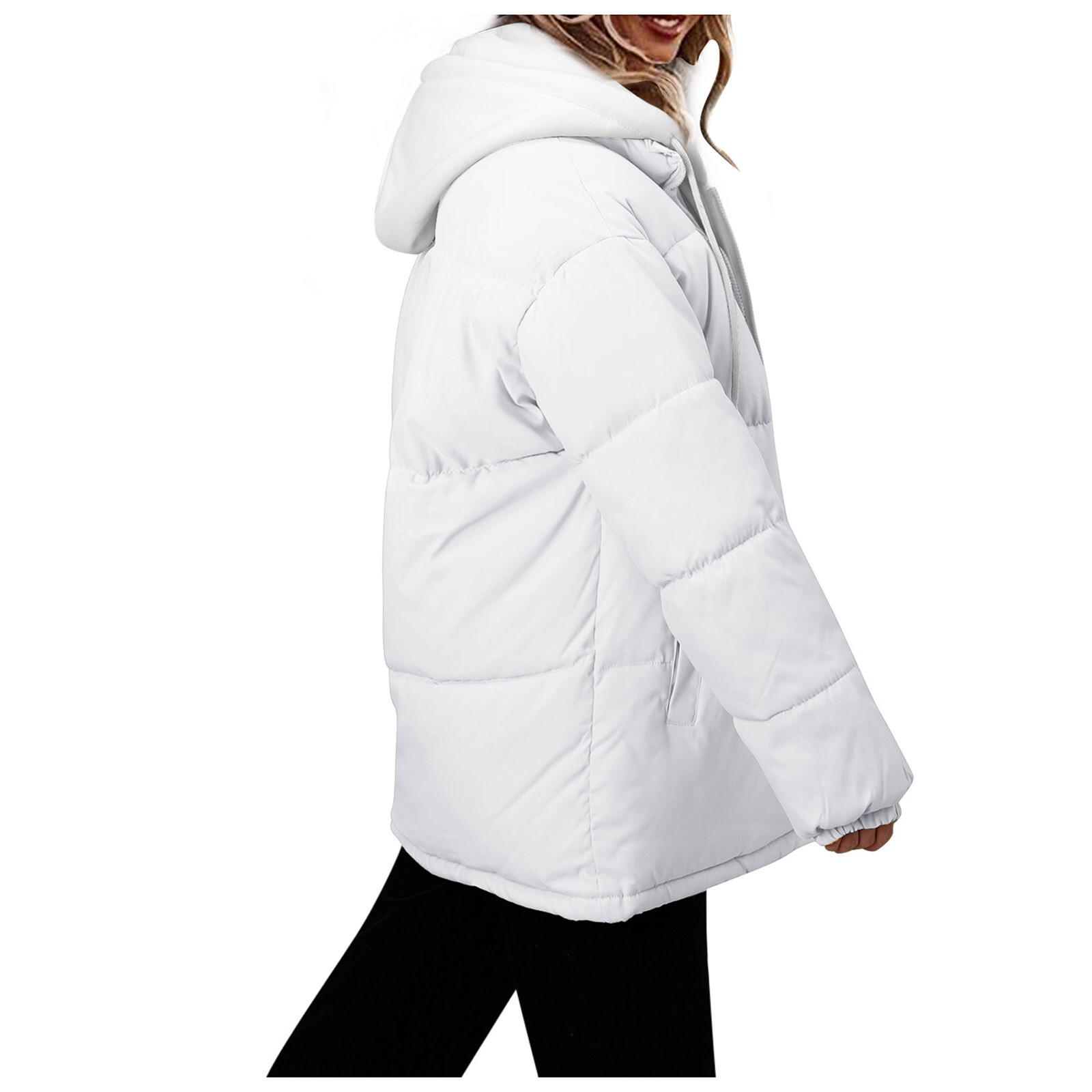 Women's 2021 Long Winter Vests Coat With Hood Long Sleeve Warm Down Coat With US