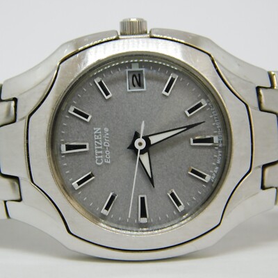 Citizen Eco-Drive Brushed Silver-tone with Date Watch-E011 S049601 Citizen | Accessories | Citizen Ecodrive Watch Womens 25mm  main image 2