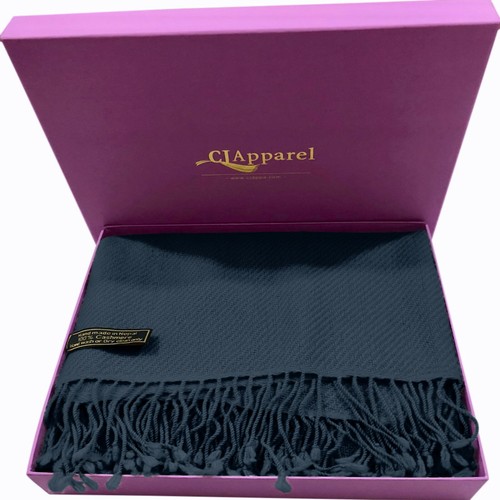 Charcoal Black 100% Cashmere Shawl Pashmina Wrap Hand Made in Nepal CJ Apparel - Picture 5 of 12