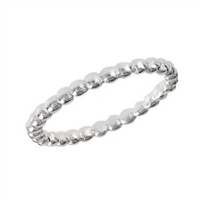 High Polish Beaded Wedding Band .925 Sterling Silver Stackable Ring Sizes 1-8
