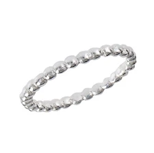 High Polish Beaded Wedding Band .925 Sterling Silver Stackable Ring Sizes 1-8