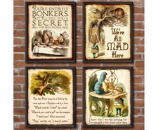 Alice in Wonderland - SET of 4 Print Poster Gift Mad Hatter Tea Bonkers Cat 284