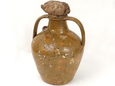 Jarre à huile ancienne terre cuite vernissée Centre France Auvergne XVIIIè