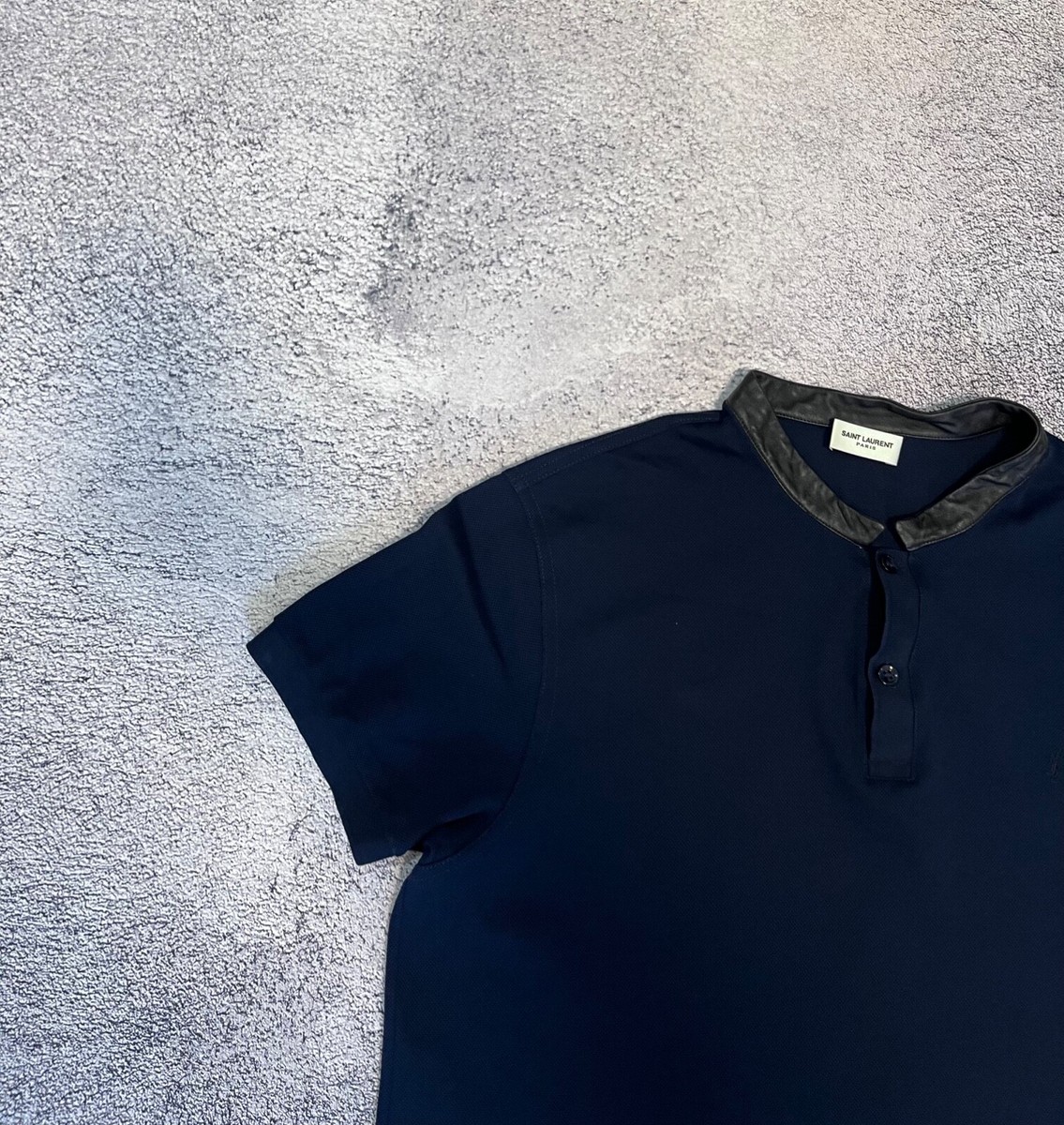トップス SAINT LAURENT leather neck polo Saint Laurent Leather Collar Polo Shirt Saint Laurent