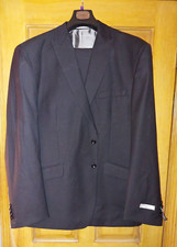 NWT VINCI Men's Black 2 Button Peak Lapel Modern Fit Business Suit size 48L/42W