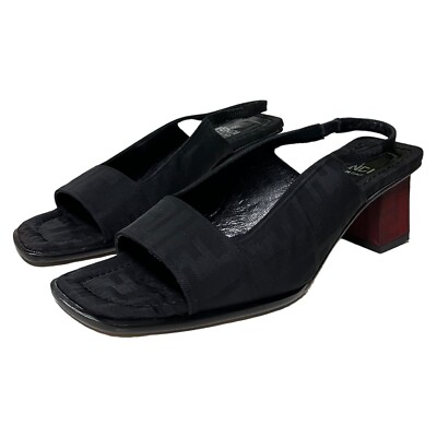 FENDI Zucca FF Monogram Block Heel Sandals | eBay