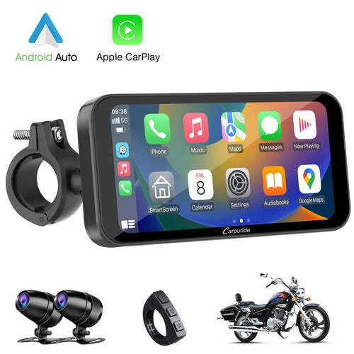 Carpuride W603 D Wireless Carplay Android Auto Moto Stereo مع كاميرا مزدوجة عالية الدقة 1080 بكسل