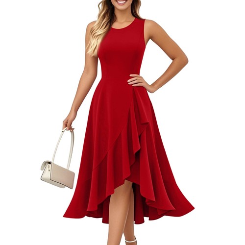 Women's Cocktail Party Formal Wedding Guest Ruffles Dresses, Prom Evening Dress - Picture 50 of 60