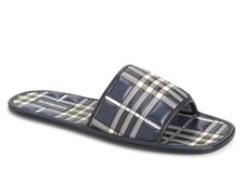NEW Burberry Alixa Lambskin Quilted Check Slide Sandals- Dark Charcoal Blue- 7