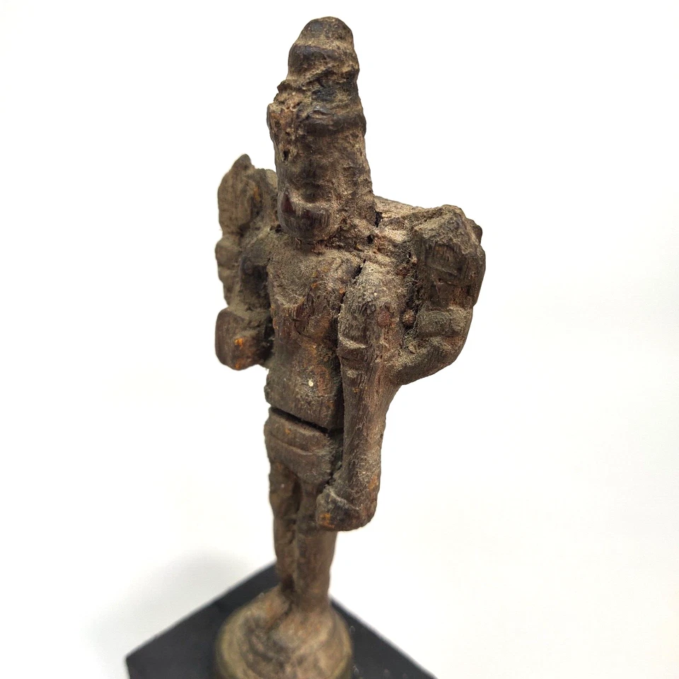 Antigua estatua del Señor Shiva 5" mini dios hindú indio escultura de madera para altar Foto 4 de 4