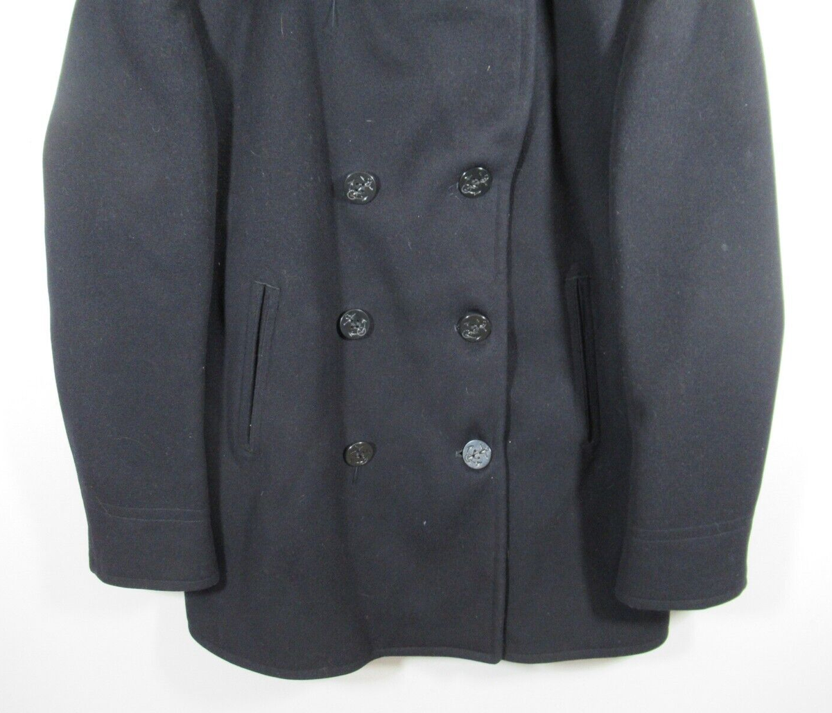 40s　NAVAL CLOTHING FACTORY PEA COAT BLK US Navy Peacoat Naval Clothing Factory Stenciled WW2 – Rare