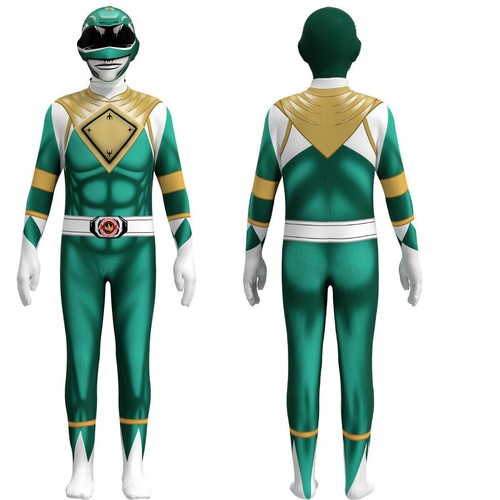 Kids Ranger Morphsuit Mighty Morphin Power Rangers Boys Jumpsuit Cosplay Costume - Picture 13 of 17