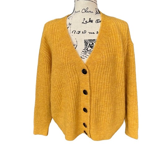 topshop yellow v neck cardigan sweater 
