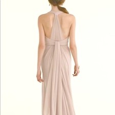 DAVID  S BRIDAL Extra Length Mesh T-strap Back Halter maxi blush dress women  s 6
