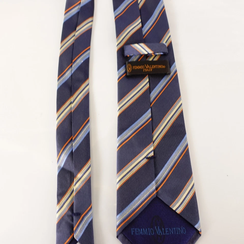 Corbata clásica FEMMIO VALENTINO Italia azul pizarra a rayas múltiples Oxford Foto 4 de 4