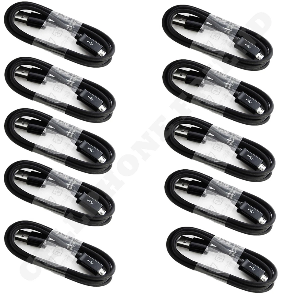 10 Set USB Power Adapter Wall Charger Micro Cable Cord US Plug For Samsung Black - Image 3 of 4