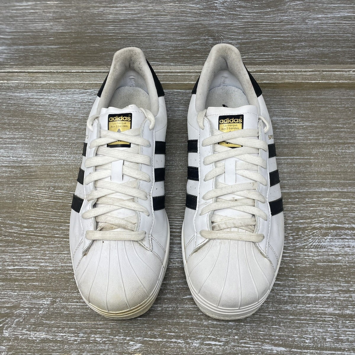 Adidas Superstar Golf Shoes Cleats Spikes Leather White Black Mens