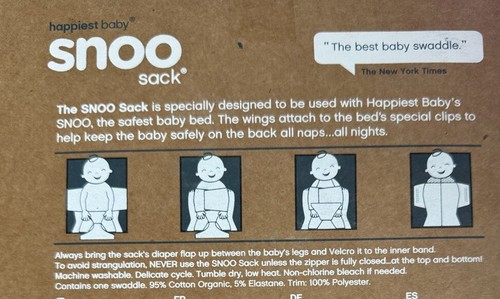 Happiest Baby Snoo Sack Organic Cotton Large 4-6 Months 18-26 Lb White Swaddle - Picture 4 of 4