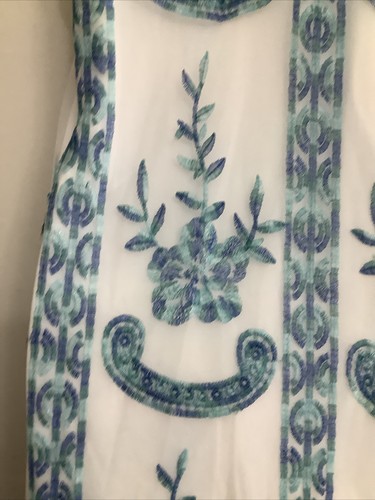 Sexy Vestido Altar’d State Talla XS Bordado Tul Transparente Azul Verde Espalda Abierta - Imagen 21 de 24