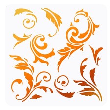 FINGERINSPIRE Acanthus Leaf Scroll Stencil 11.8x11.8 inch Floral