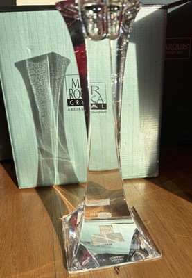 Miller Rogaska Tango Clear Crystal 8 in Candlestick Pair w/ Box, Taper Candle