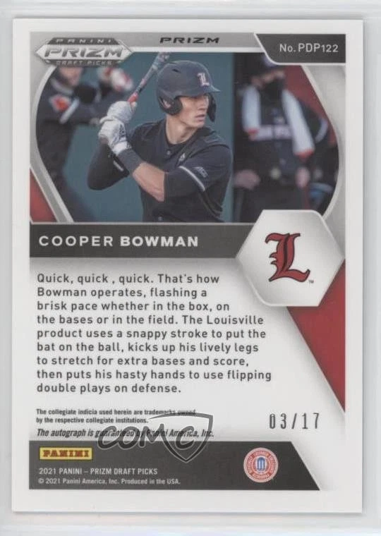 2021 Panini Prizm Draft Picks Power Plaid /17 Cooper Bowman #PDP122 Auto - Image 2 of 2