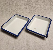 2 Vintage Cesco Porcelain Enamel Acid-Resistant Photographic Trays 6x8 READ