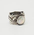 Vintage modern freeform sterling silver pearl wide band ring sz 7.5 Silpada