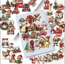 10pcs Christmas P.E.T. Stickers- Scrapbook, Journal, DIY Crafts & Card Making