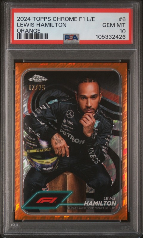 2024 TOPPS CHROME FORMULA 1 LOGOFRACTOR EDITION #6 LEWIS HAMILTON 17/25 PSA 10