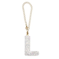 Letter Bag Charm Bling Glitter Letter Charm Initial, White, L Shape