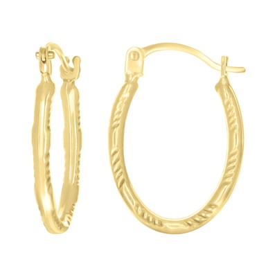 Oval Creolen Damen 14kt Gelbgold gemustert