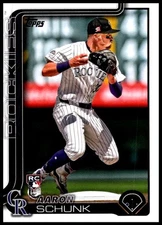 2025 Aaron Schunk Rookie Topps Series One Baseball RC #196 Colorado Rockies