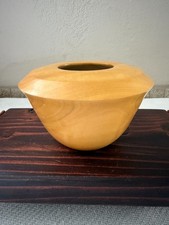 Handmade Cottonwood Wood Bowl Vase Hand Turned 4.5" Tall Signed