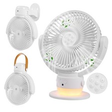 Portable Fan for Travel Wireless with Remote Timer, 7 Inch Small Desk White