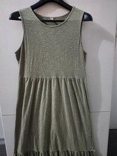 Old Navy Dress Womens M Green Maxi Tier Flare Swing Slub Cotton Stretch Beach