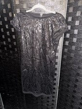 Vince Camuto short sleeved dress black sequined overlay size 6