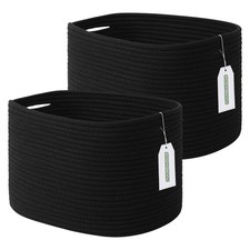 Cotton Rope Storage Basket, 15x10x9 Inches, Woven Basket for Shelves, Clothes...