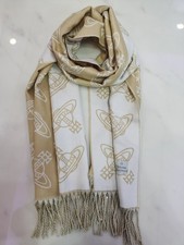 Vivienne Westwood Saturn pattern wool long scarf Light gray
