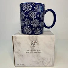 Chic & Tonic Snowflake Coffee Mug 16 oz Winter Holiday Blue Christmas Cup New