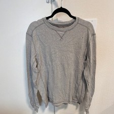 Eddie Bauer Men's Crew Neck Waffle-Knit Pullover Sweater Gray Long Sleeve Size M