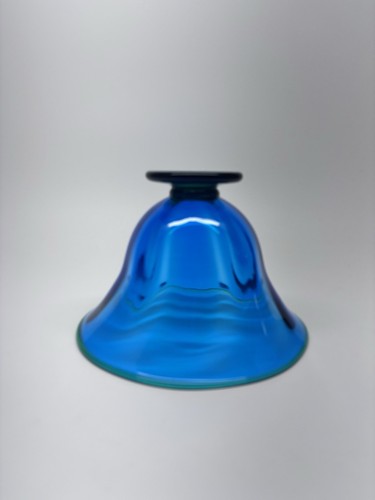 Orrefors Artist Signed Footed “Louise” Glass Bowl Erika Lagerbielke Blue/Green - Picture 4 of 8